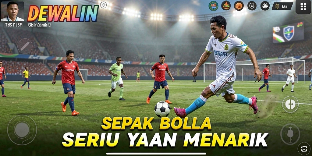 Tampilan gameplay seru dalam DEWALIN yang menampilkan pertandingan sepak bola.