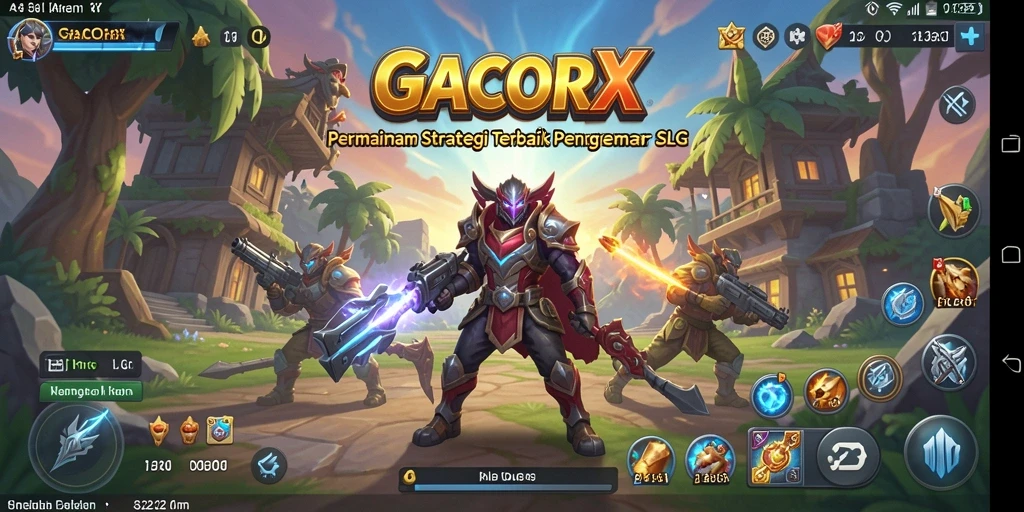 Tampilan gameplay GACORX yang epik dan seru dalam pertempuran strategi.