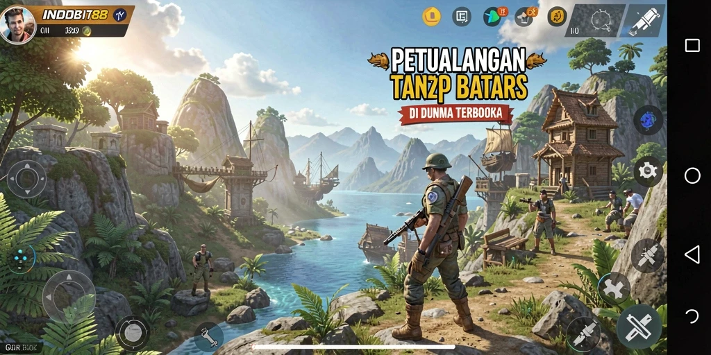Tangkapan layar gameplay INDOBIT88 menunjukkan petualangan seru dalam dunia terbuka.