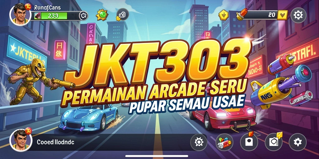 Screenshot utama JKT303 menampilkan suasana gameplay yang seru dan dinamis.