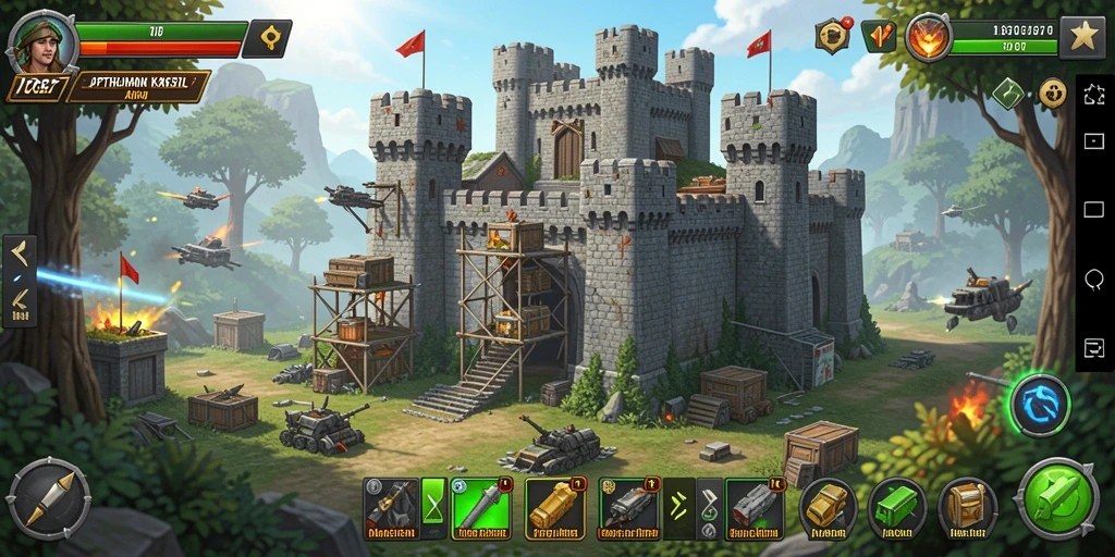 Screenshot dari gameplay <strong>JPTOGEL77</strong> yang menunjukkan pertarungan menara pertahanan.