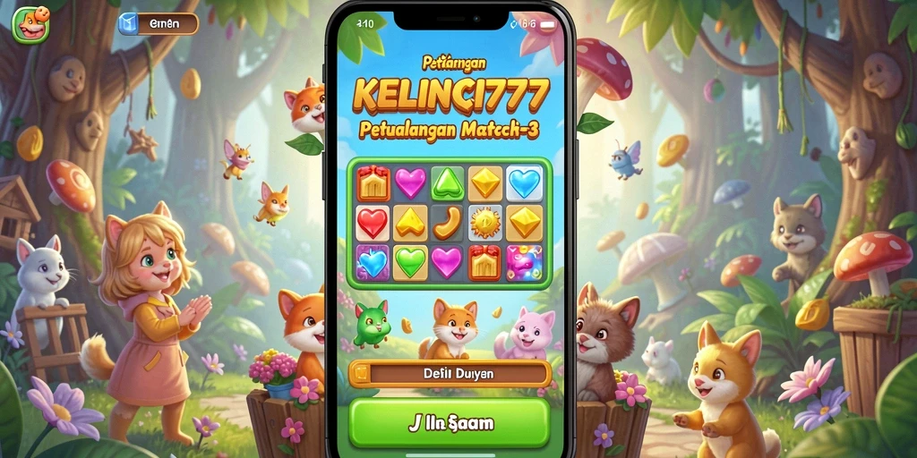 Tampilan gameplay seru KELINCI777 dengan kombinasi match-3 yang menarik.