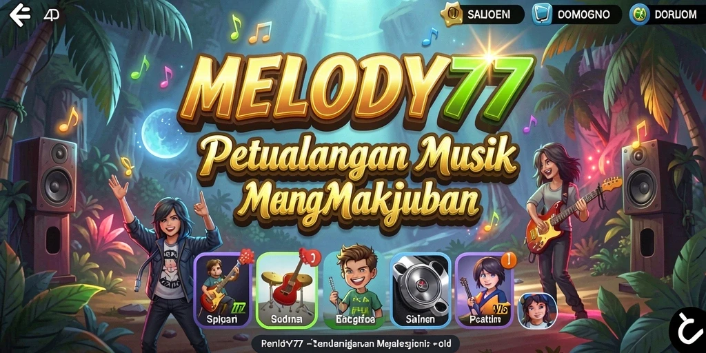 Tampilan gameplay MELODY77 yang penuh warna dan menantang.