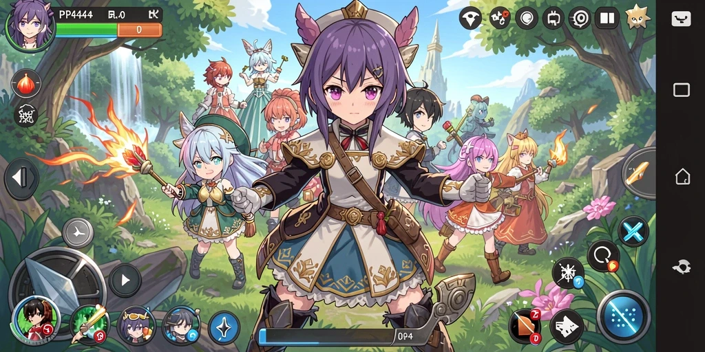 Tampilan gameplay menarik dalam dunia anime yang penuh warna.