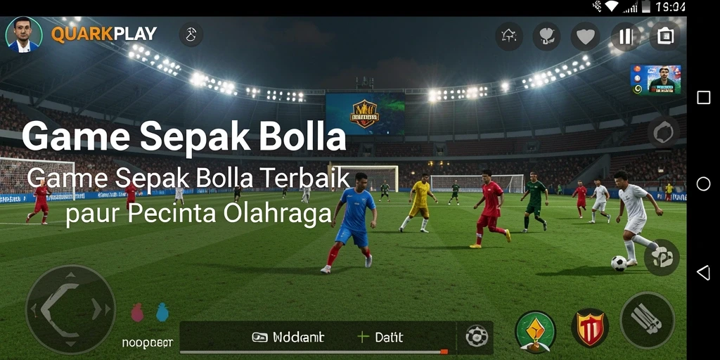 Screenshot menampilkan aksi mendebarkan dalam game sepak bola.