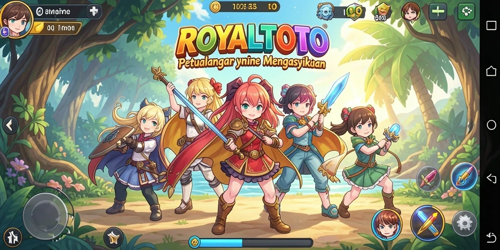 Tampilan gameplay menarik dari ROYALTOTO dengan karakter anime.